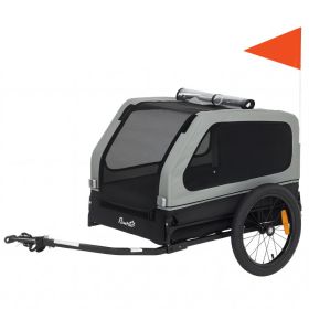 Dog Bike Trailer for Small & Medium Dogs, Universal Bicycle Coupler, Flip-Down Ramp Tailgate, Gray (Option: Gray-810x210x610 mm)