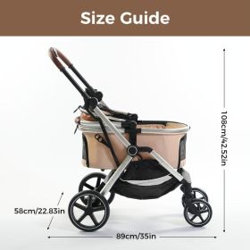 Versatile Pet Stroller For Small To Medium Dogs And Cats  Lightweight, Foldable, And Multi-purpose With Detachable Aluminum Frame Features Ventil (Option: Khaki)