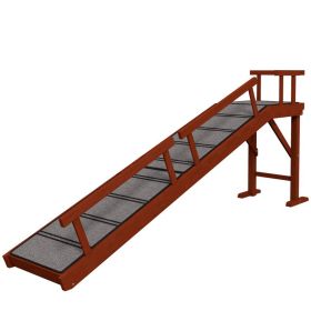 Wooden Dog Ramp with Removable Guardrails, Non-Slip Surface, 73" Long, Brown (Option: Brown-865x500x205 mm)